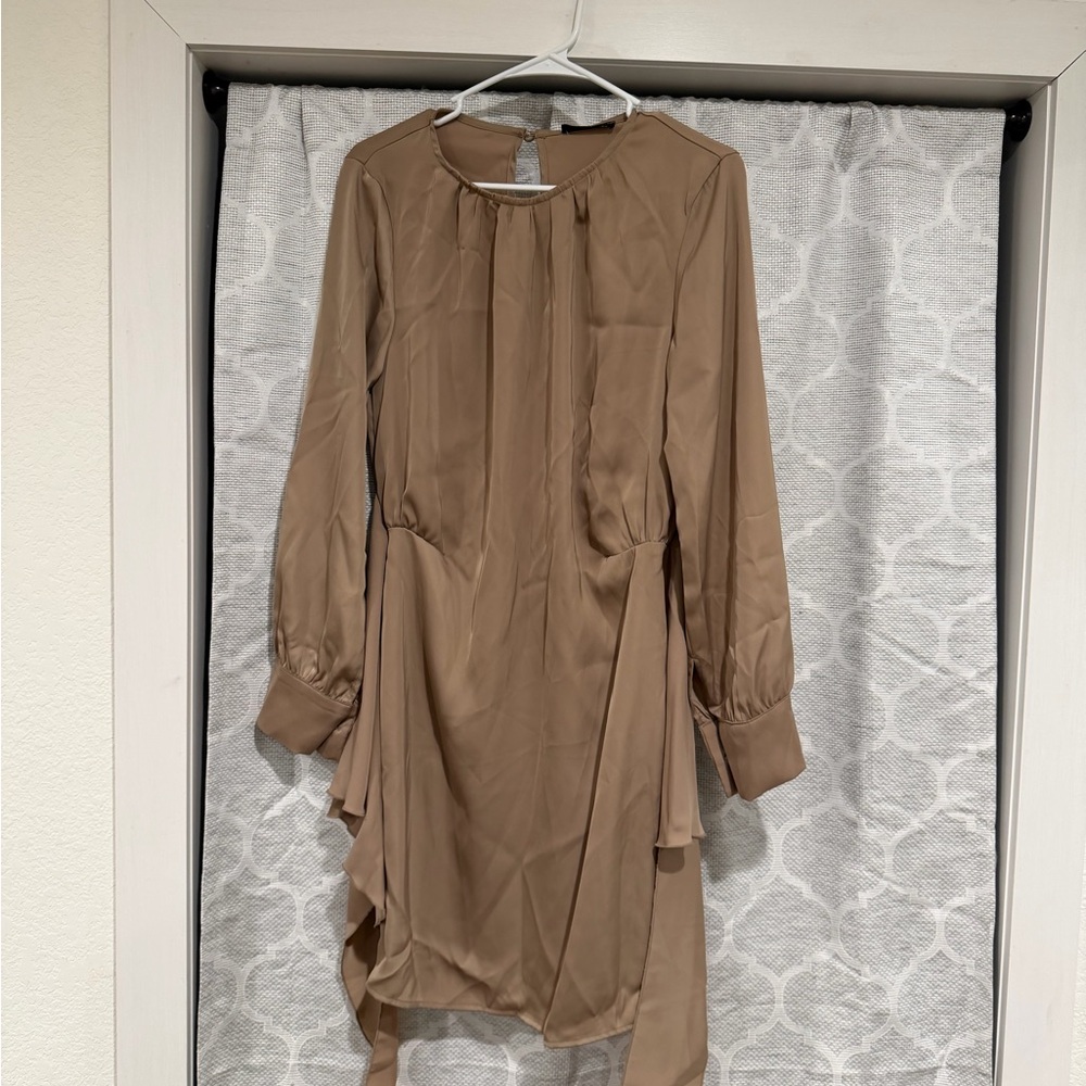 Elegant Long Sleeve Brown Dress